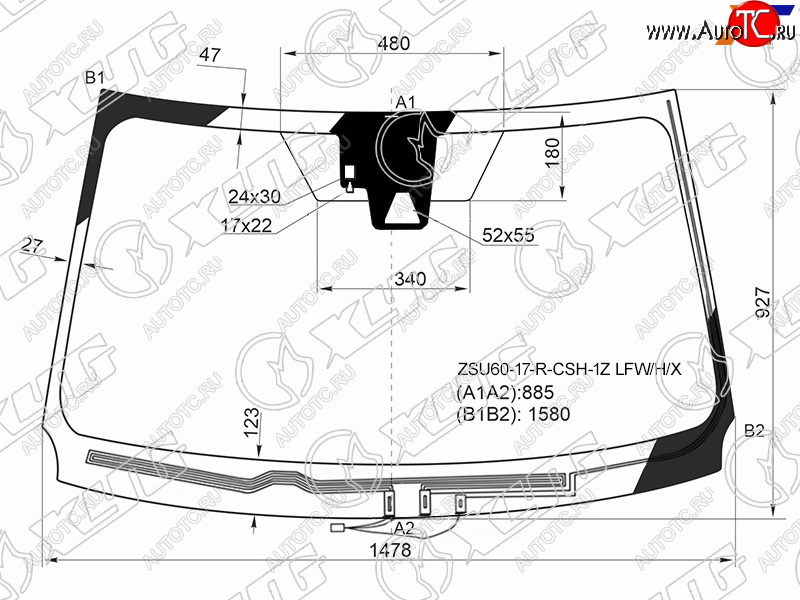 Стекло лобовое (Обогрев щеток Одна камера Датчик дождя) Toyota Harrier (XU60) 17-20                ZSU60-17-R-CSH-1Z LFW/H/X