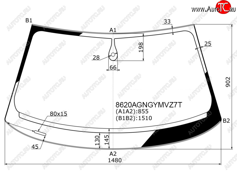 Стекло лобовое (Датчик дождя Молдинг) Audi A3 12-19  S3 13-16 8620AGNGYMVZ7T