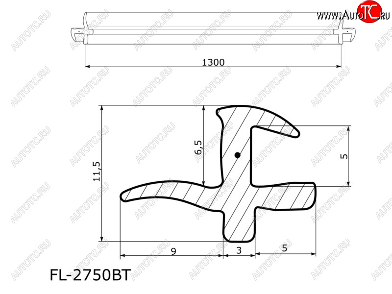 Молдинг лобового стекла (Сверху) Mitsubishi Outlander 05-12  Citroen C-Crosser 07-12  Peugeot 4007 FL-2750BT