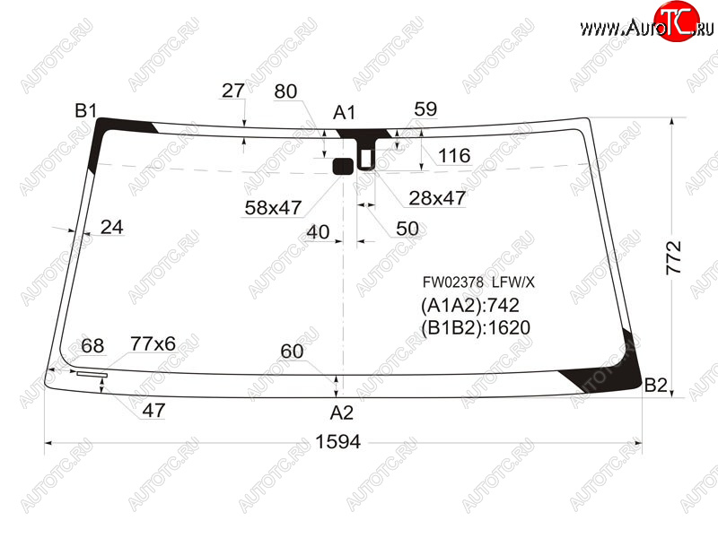 Стекло лобовое (Датчик дождя) Toyota Land Cruiser (J100) 98-07  Lexus LX 98-07  Toyota Land Cruise FW02378 LFW/X