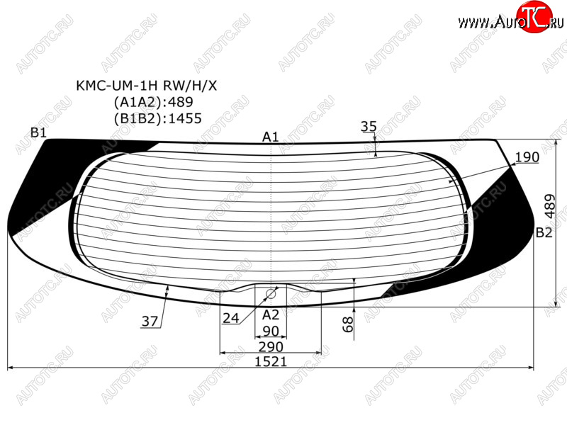 Стекло заднее (Цвет зеленый Обогрев) Kia Sorento 14-20  Sorento Prime 14-20 KMC-UM-1H RW/H/X