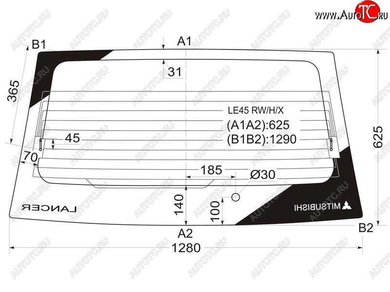 Стекло заднее (Цвет зеленый Обогрев) Mitsubishi Lancer 91-01  Libero 92-02 LE45 RW/H/X