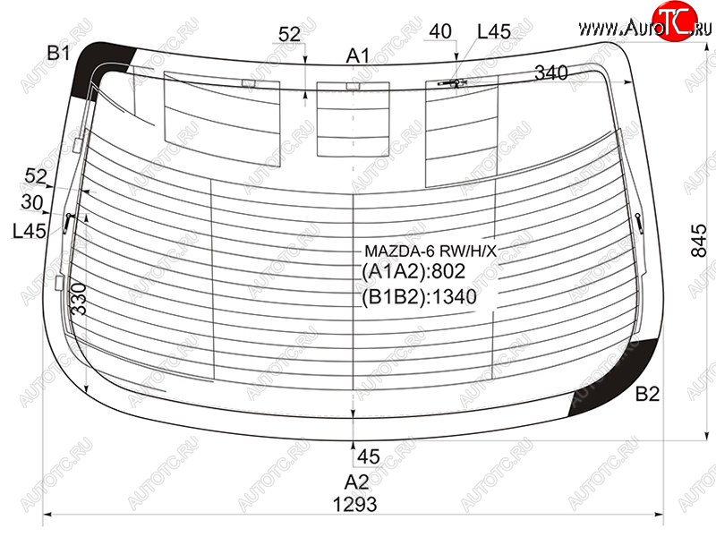 Стекло заднее (Цвет зеленый Обогрев Антенна 4D SED) Mazda 6 02-08  Atenza 02-07 MAZDA-6 RW/H/X