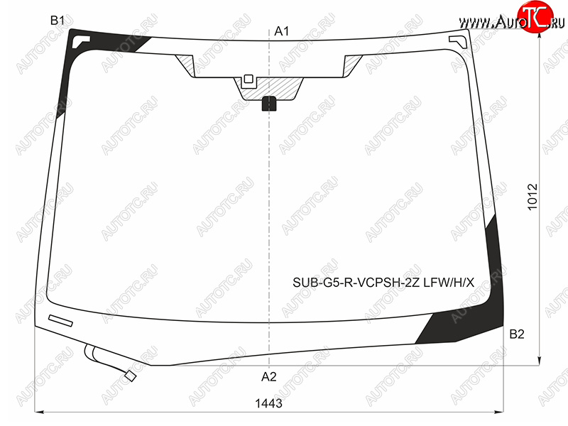 Стекло лобовое (Обогрев щеток Две камеры Датчик дождя) Subaru Impreza 16-19  Crosstrek 17- SUB-G5-R-VCPSH-2Z LFW/H/X