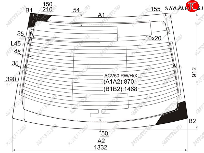 Стекло заднее (Цвет зеленый Обогрев Антенна) Toyota Camry (XV50) 11-18  Aurion 12-15  Camry UAE ACV50 RW/H/X