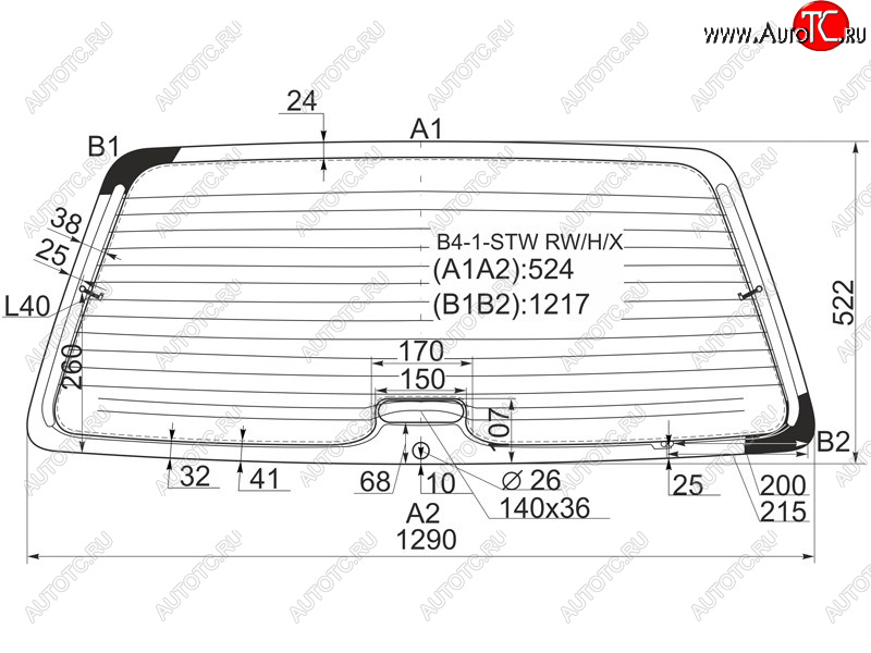 Стекло заднее (Цвет зеленый Обогрев Антенна) Volkswagen Passat 88-97 B4-1-STW RW/H/X