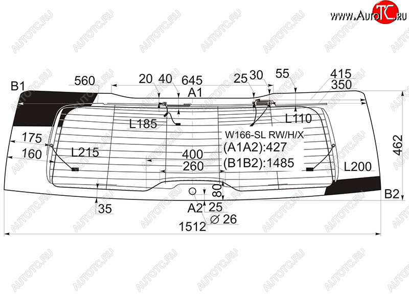 Стекло заднее (Цвет зеленый Обогрев Антенна) Mercedes-Benz GL-Class 12-15  GLS-Class 15-19 W166-SL RW/H/X