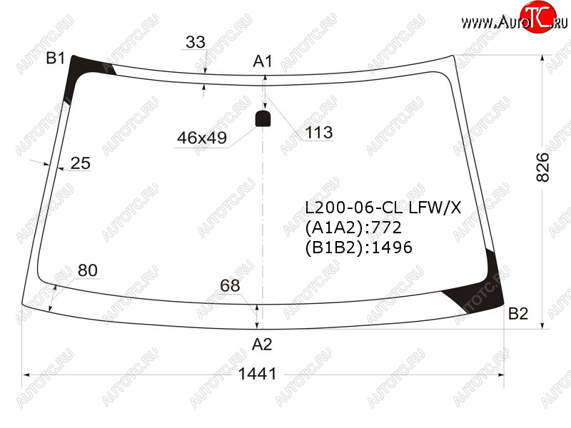 Стекло лобовое Mitsubishi L200 07-16  Pajero Sport 08-17  Montero Sport 08-17  Triton 06-11 L200-06-CL LFW/X