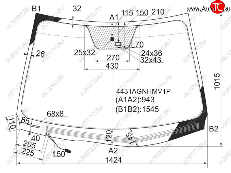 Стекло лобовое (Обогрев щеток Датчик дождя) Kia Ceed 06-12 4431AGNHMV1P