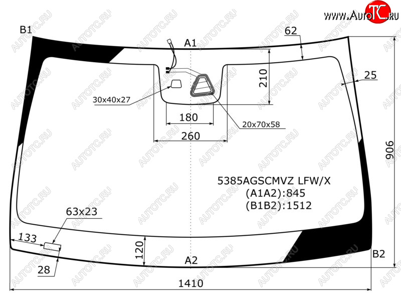 Стекло лобовое (Камера Датчик дождя) Mercedes-Benz C-Class 13-18 5385AGSCMVZ LFW/X