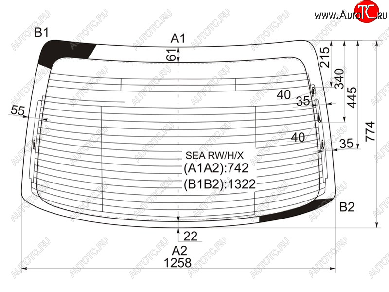 Стекло заднее (Цвет зеленый Обогрев Антенна) Honda Accord 02-08  Acura TSX 03-08 SEA RW/H/X