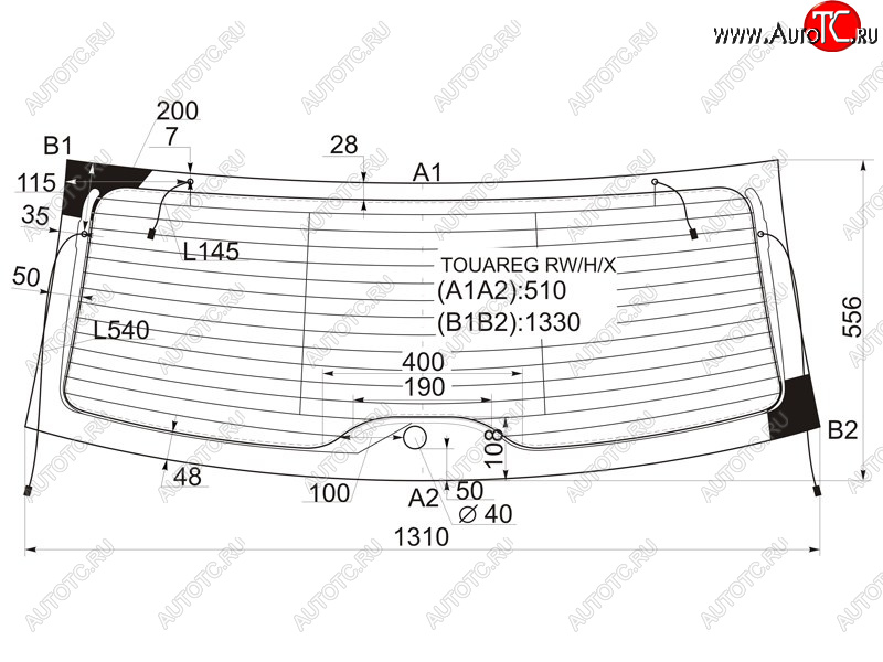 Стекло заднее (Цвет зеленый Обогрев Антенна) Volkswagen Touareg 02-10 TOUAREG RW/H/X