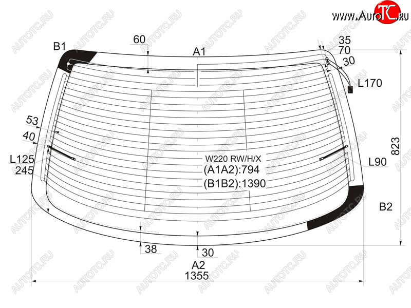 Стекло заднее (Цвет зеленый Обогрев Антенна) Mercedes-Benz S-Class 98-05 W220 RW/H/X