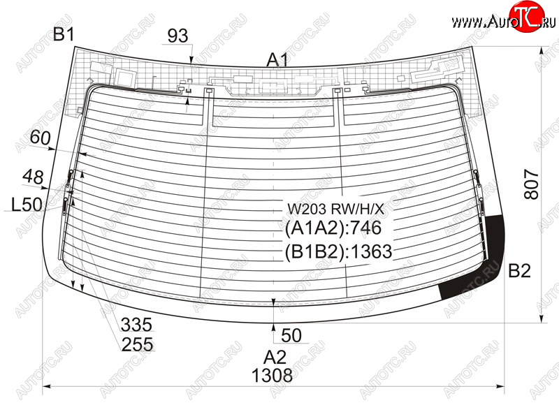 Стекло заднее (Цвет зеленый Обогрев Антенна) Mercedes-Benz C-Class 00-08 W203 RW/H/X