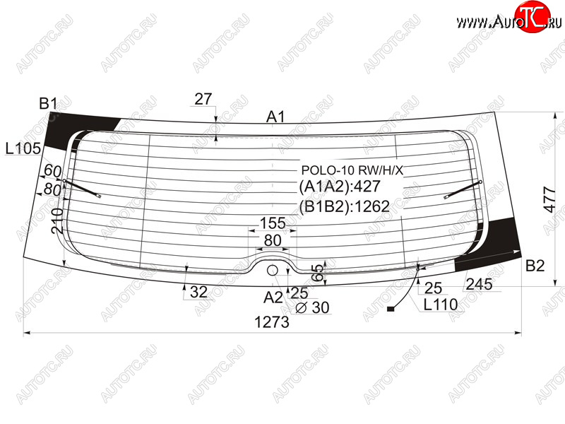 Стекло заднее (Цвет зеленый/ Обогрев/ Антенна) Volkswagen Polo 09-20 XYG POLO-10 RW/H/X, polo10rwhx POLO-10 RW/H/X