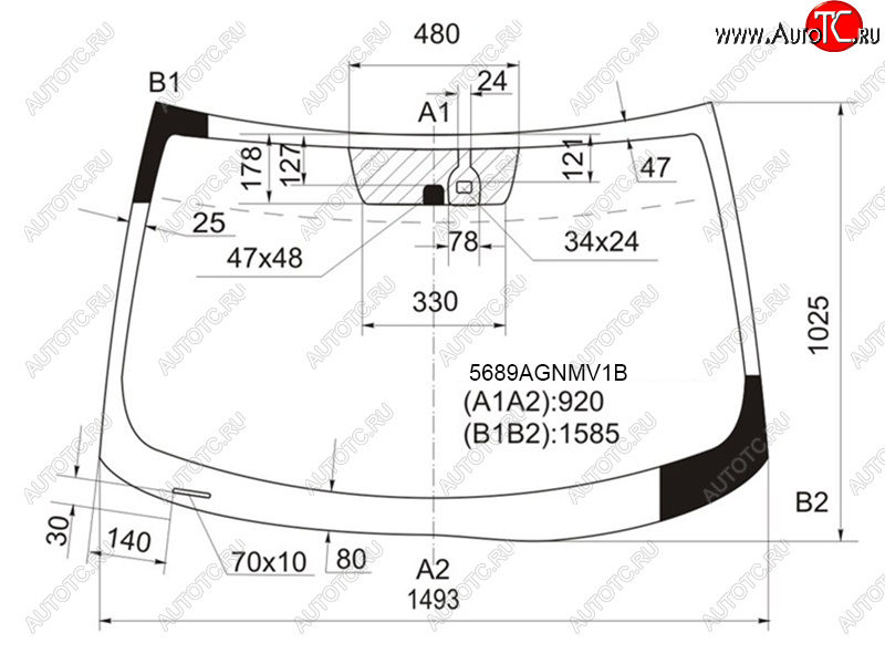 Стекло лобовое (Датчик дождя) Mitsubishi ASX 10-16  Citroen C4 Aircross 12-16  Peugeot 4008 12-15 5689AGNMV1B