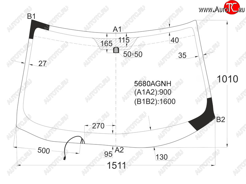 Стекло лобовое (Обогрев щеток) Mitsubishi Outlander 05-12  Citroen C-Crosser 07-12  Peugeot 4007 0 5680AGNH