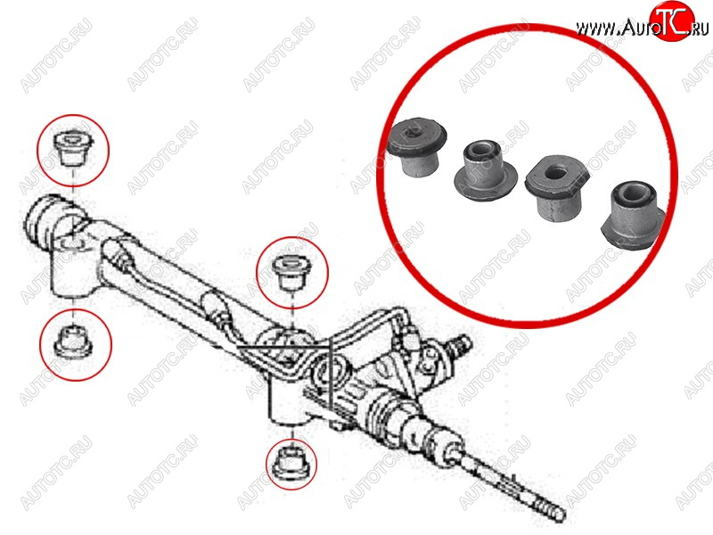 Сайлентблок рулевой рейки (комплект) TOYOTA LAND CRUISER PRADO HILUX SURF4RUNNER 02-09LEXUS GX470 ST-44200-35061B