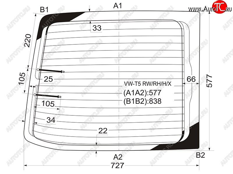 Стекло заднее (Цвет зеленый Обогрев) Volkswagen Transporter 03-15  Multivan 03-15 VW-T5 RW/RH/H/X