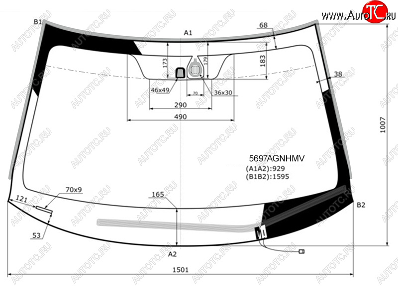 Стекло лобовое (Обогрев щеток Датчик дождя) Mitsubishi Outlander 12-22 5697AGNHMV