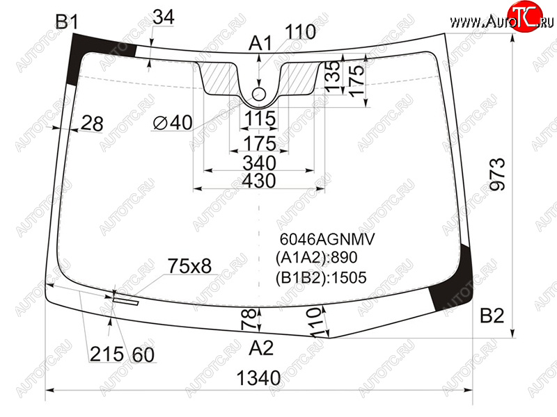 Стекло лобовое (Датчик дождя) Nissan Tiida 04-14  Tiida Latio 04-12  Versa 06-12 6046AGNMV