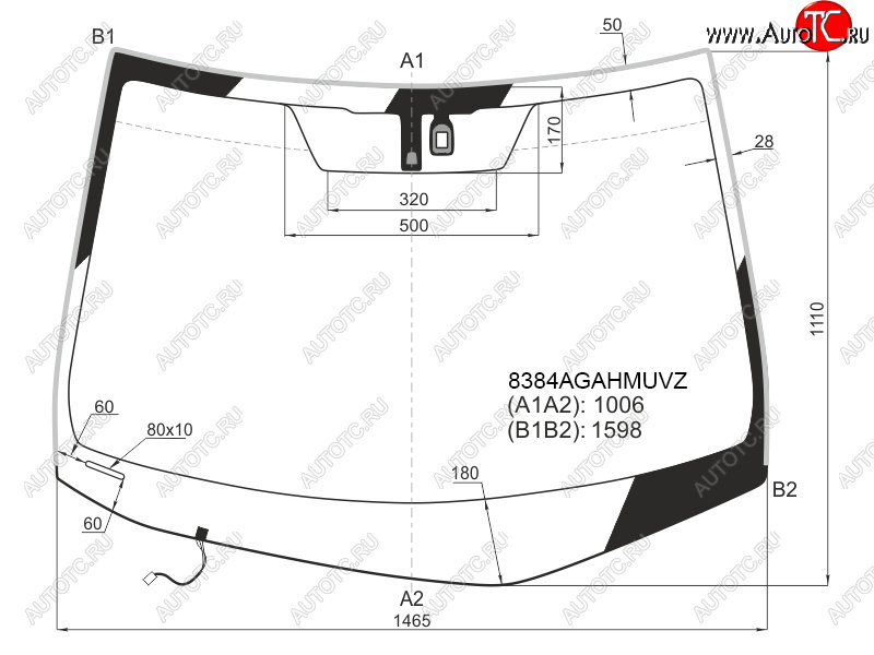 Стекло лобовое (Обогрев щеток Датчик дождя Проекция Молдинг) Lexus RX 08-15 8384AGAHMUVZ