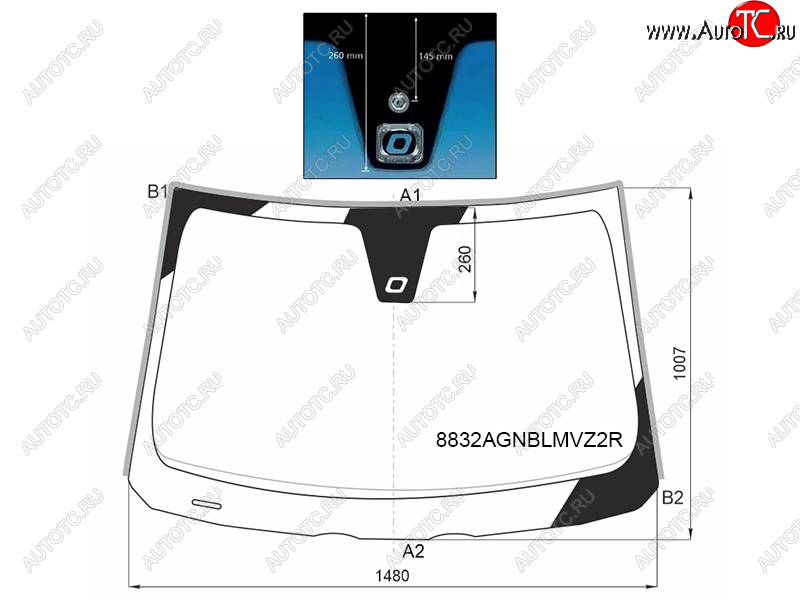 Стекло лобовое (Датчик дождя Молдинг) Volvo C30 06-13  S40 04-12  V50 03-12 8832AGNBLMVZ2R