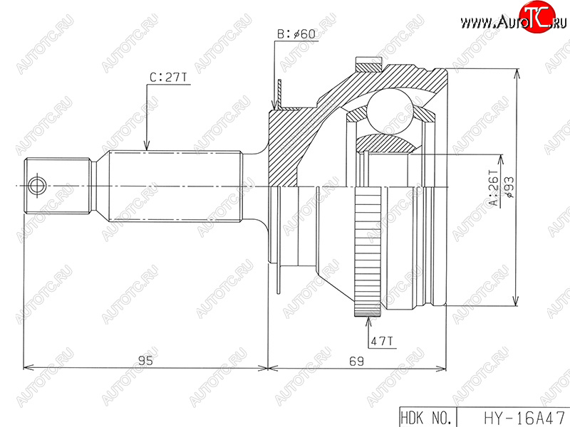 Шрус наружный HYUNDAI SANTA FE 2.02.42.700-06 HY-016A47