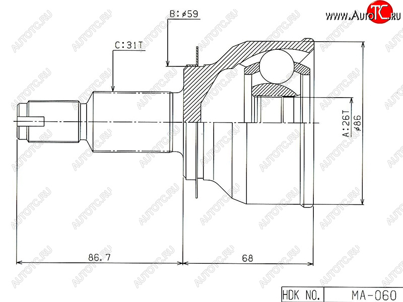 Шрус наружный MAZDA CX-5 11-17 MA-060