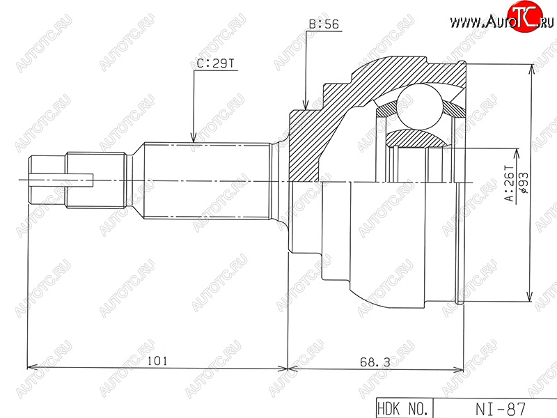 Шрус наружный NISSAN TEANA J32 QR25DE 08-13 NI-087