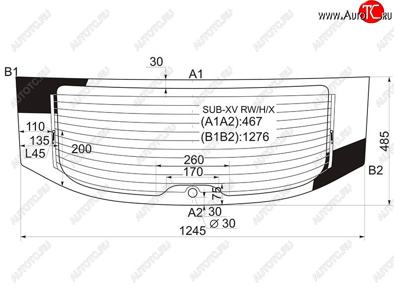 Стекло заднее (Цвет зеленый Обогрев) Subaru Impreza 11-16  XV 11-17  Impreza WRX 14-21  Impreza SUB-XV RW/H/X