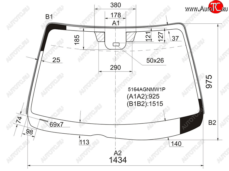 Стекло лобовое (Датчик дождя Молдинг) Mazda 6 02-08 5164AGNMW1P