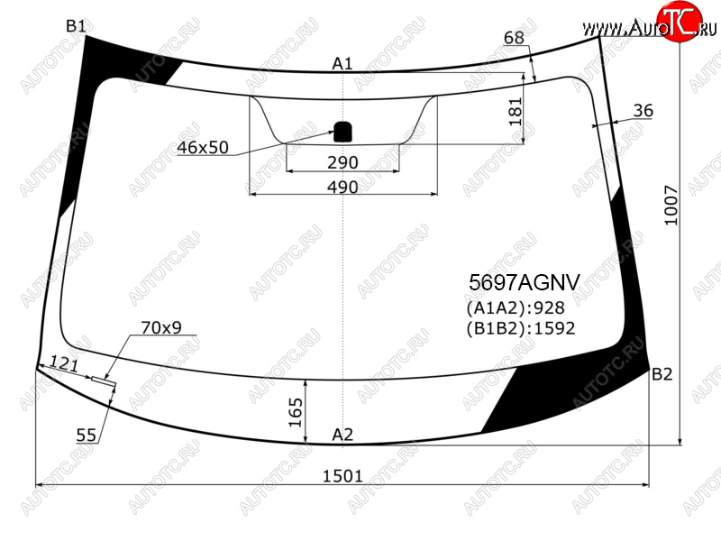 Стекло лобовое Mitsubishi Outlander 12-22 5697AGNV