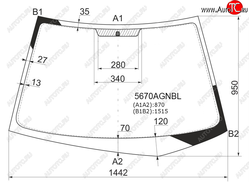 Стекло лобовое Mitsubishi Lancer 02-10  Lancer Evolution 01-08 5670AGNBL