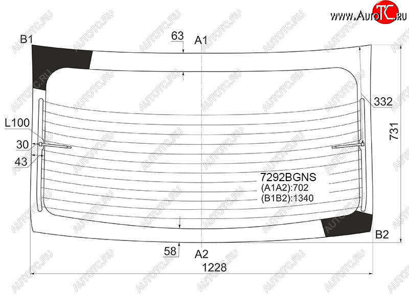 Стекло заднее (Цвет зеленый Обогрев 4D SED) Renault Logan 14-  Dacia Logan 12-19  Renault Logan 7292BGNS