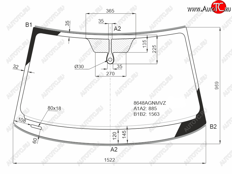 Стекло лобовое (Датчик дождя Молдинг) Audi Q3 18- 8648AGNMVZ