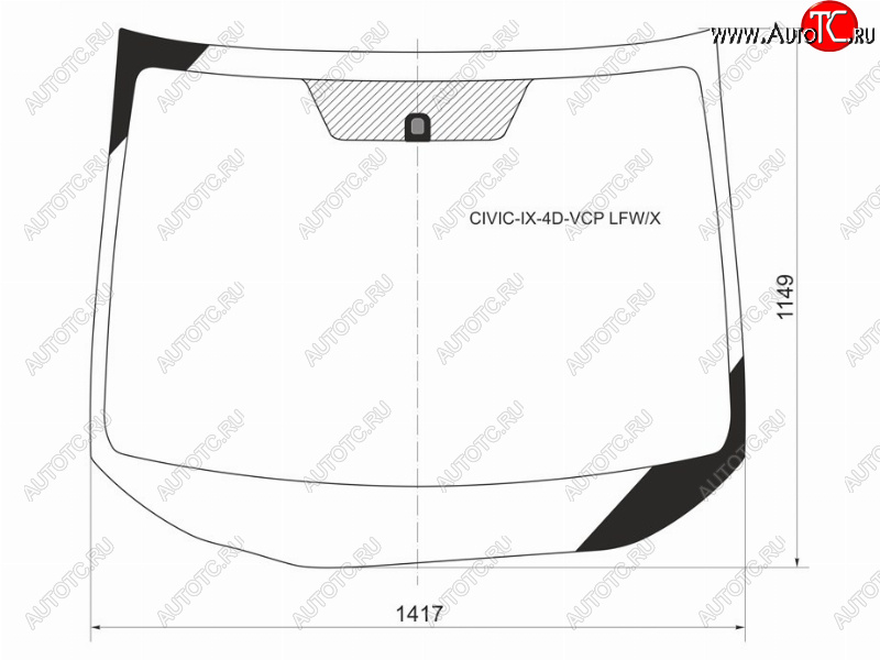 Стекло лобовое (4D SED) Honda Civic 11-17 CIVIC-IX-4D-VCP LFW/X