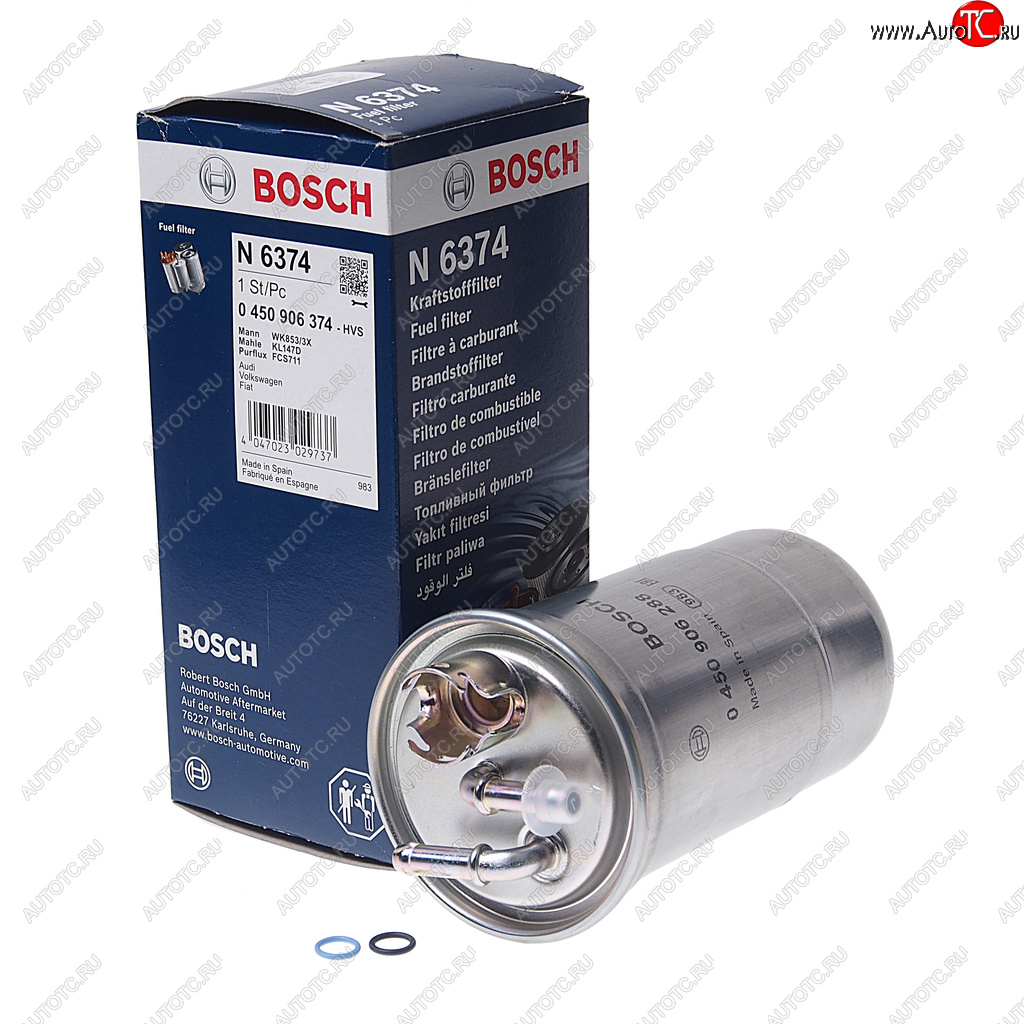 Фильтр топливный VW AUDI A4 (00-08) SKODA (1.9/2.0 TDI) FIAT Punto (94-99) (1.7 TD) BOSCH BOSCH 0450906374 0450906374