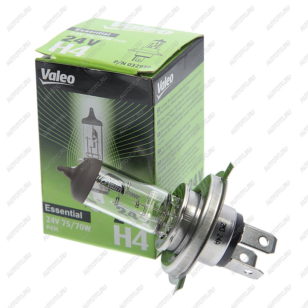 Лампа 24V H4 7570W P43t-38 3200K (1шт.) Essential VALEO 032939