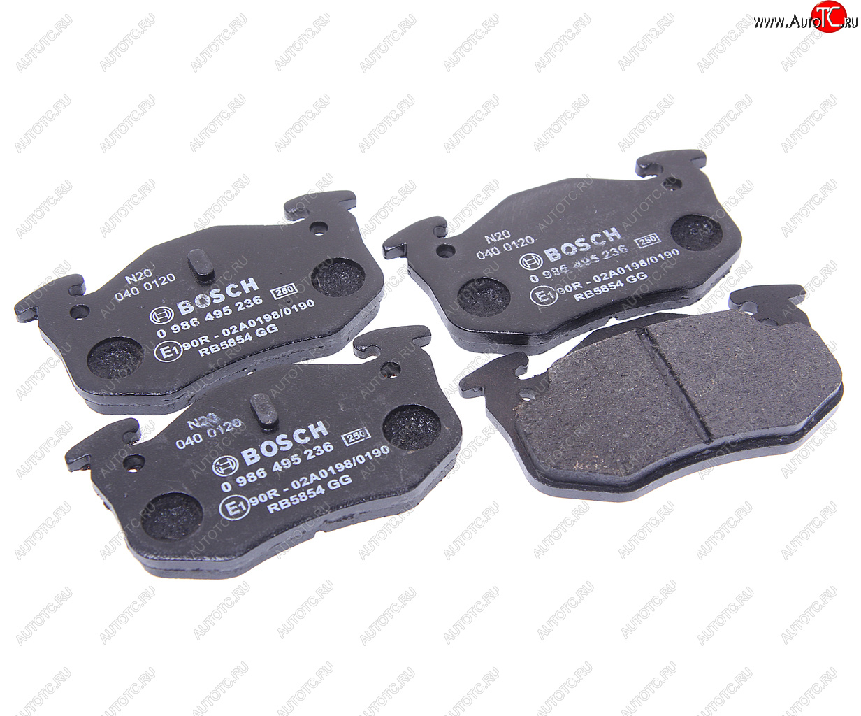 Колодки тормозные PEUGEOT 206 (00-),306 (-02) RENAULT Megane (-02) задние (4шт.) BOSCH BOSCH 0986495236 0986495236