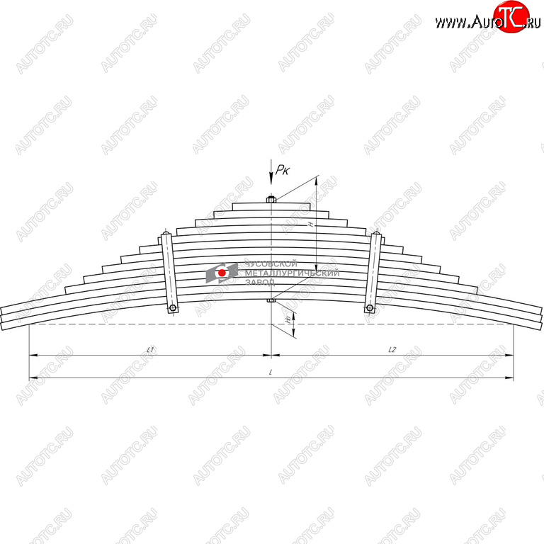 Рессора КАМАЗ-6520 задняя (13 листов) L=1600мм ЧМЗ 1002213kz-2912012