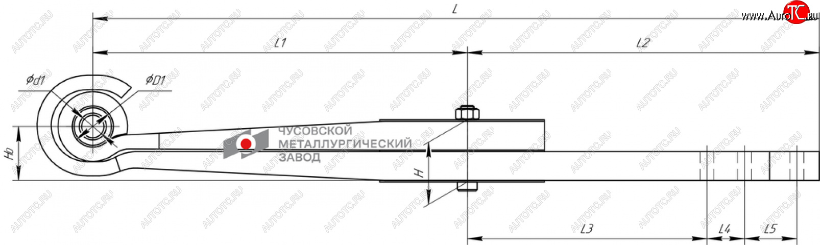 Рессора ТОНАР-1130 задняя (2 листа) полурессора (рычаг) L=1044мм ЧМЗ 1003802тн