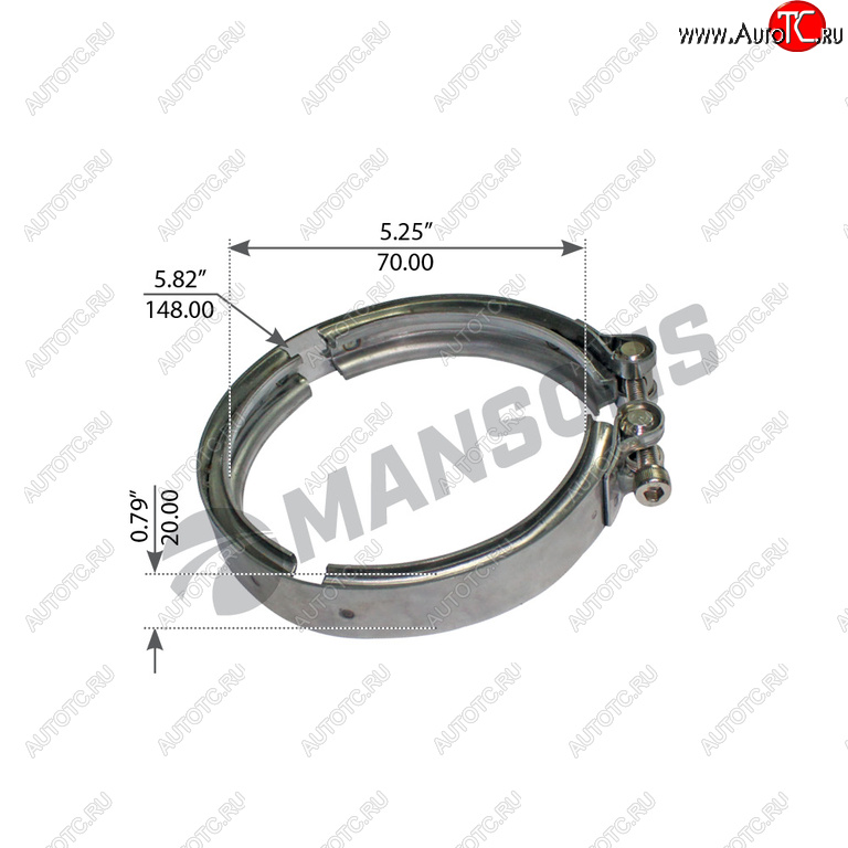 Хомут глушителя SCANIA (d=127мм) MANSONS 100.662