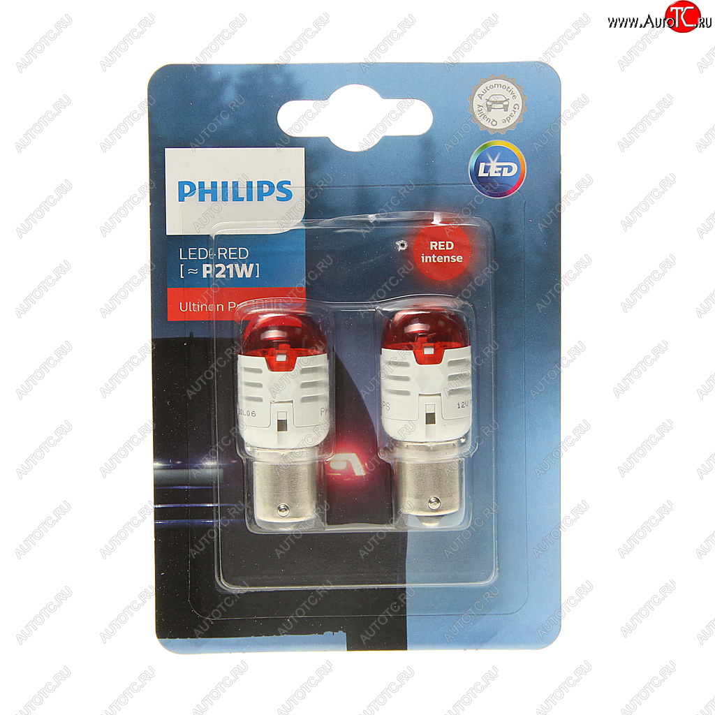 Лампа светодиодная 12V P21W BA15s блистер (2шт.) LED Red Ultinon Pro3000 PHILIPS 11498u30r-2бл