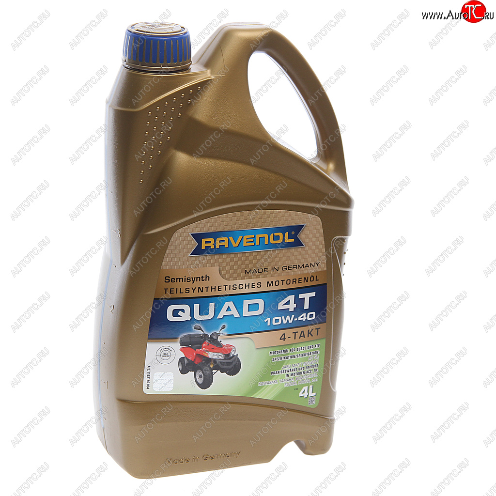 Масло моторное для 4-х тактных двигателей квадроциклов QUAD 4T 10W40 псинт.4л RAVENOL 1152160-004