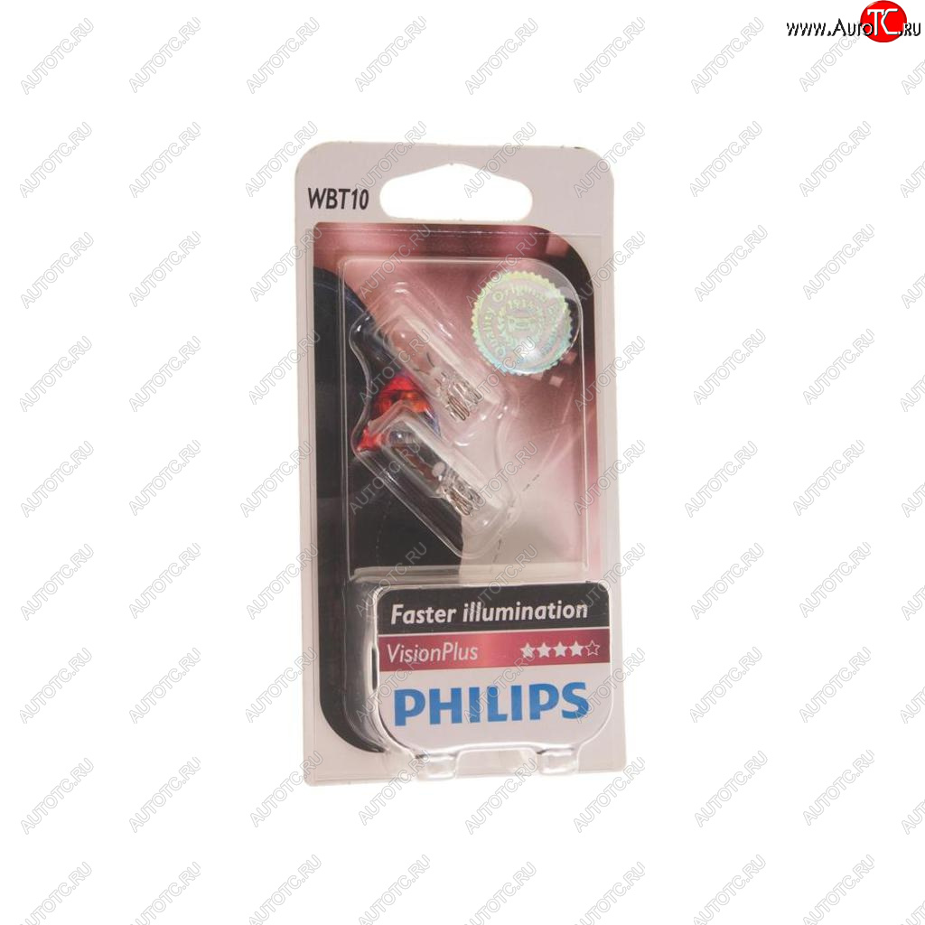 Лампа 12V W5W T10W W2.1x9.5d блистер (2шт.) PHILIPS 12040vpb2