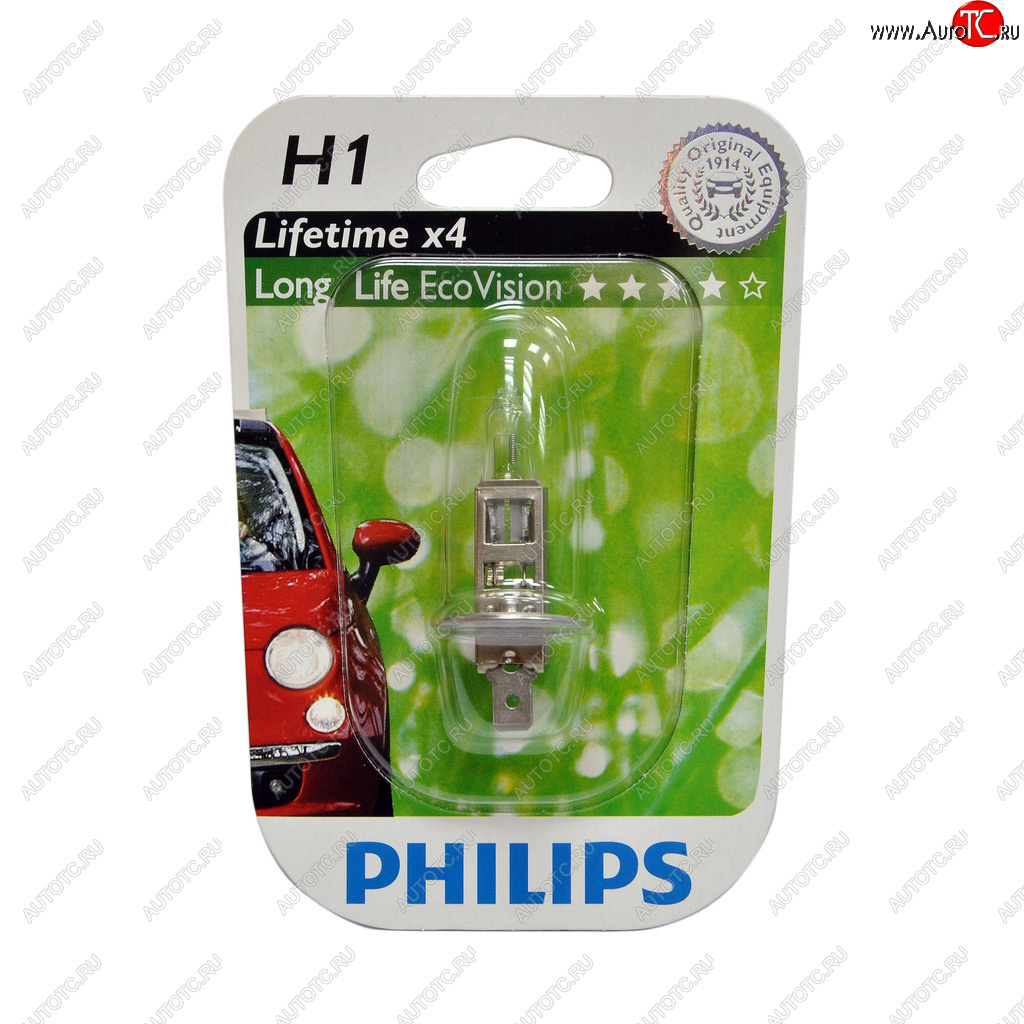 Лампа 12V H1 55W P14.5s блистер (1шт.) Long Life Eco Vision PHILIPS 12258llecob1