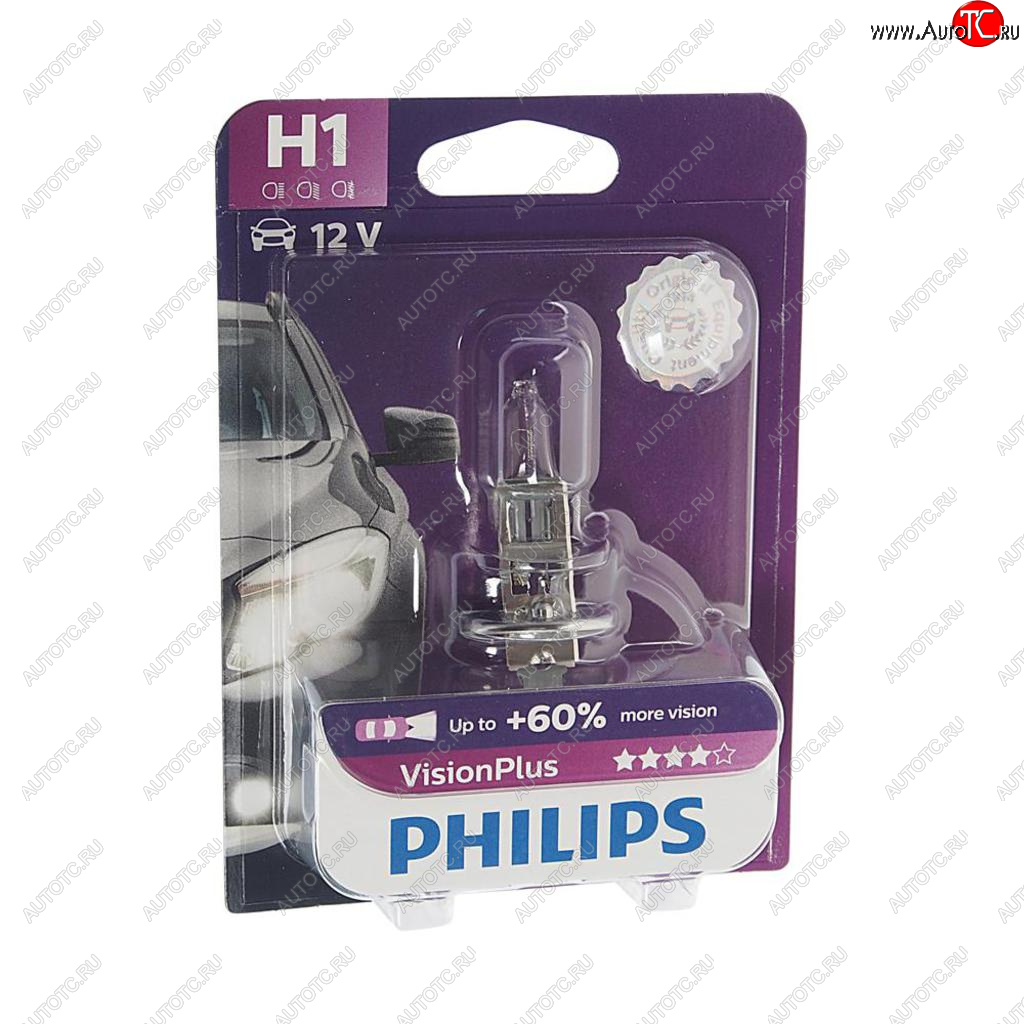 Лампа 12V H1 55W P14.5s +60% блистер (1шт.) Visionplus PHILIPS 12258vpb1