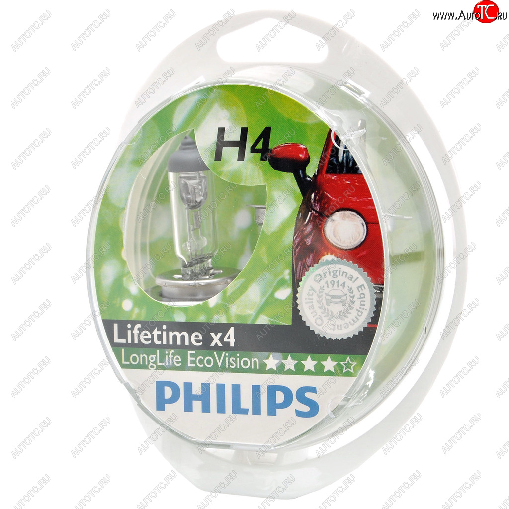 Лампа 12V H4 6055W P43t бокс (2шт.) Long Life Eco Vision PHILIPS 12342llecos2