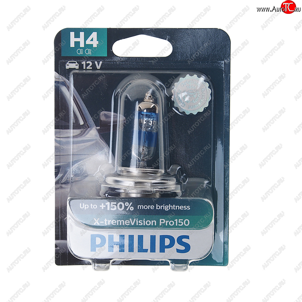 Лампа 12V H4 6055W P43t-38 +150% блистер (1шт.) X-Treme Vision Pro 150 PHILIPS 12342xvproбл